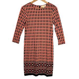 Michael Michael Kors Patterned Long Sleeve Sheath Dress XS